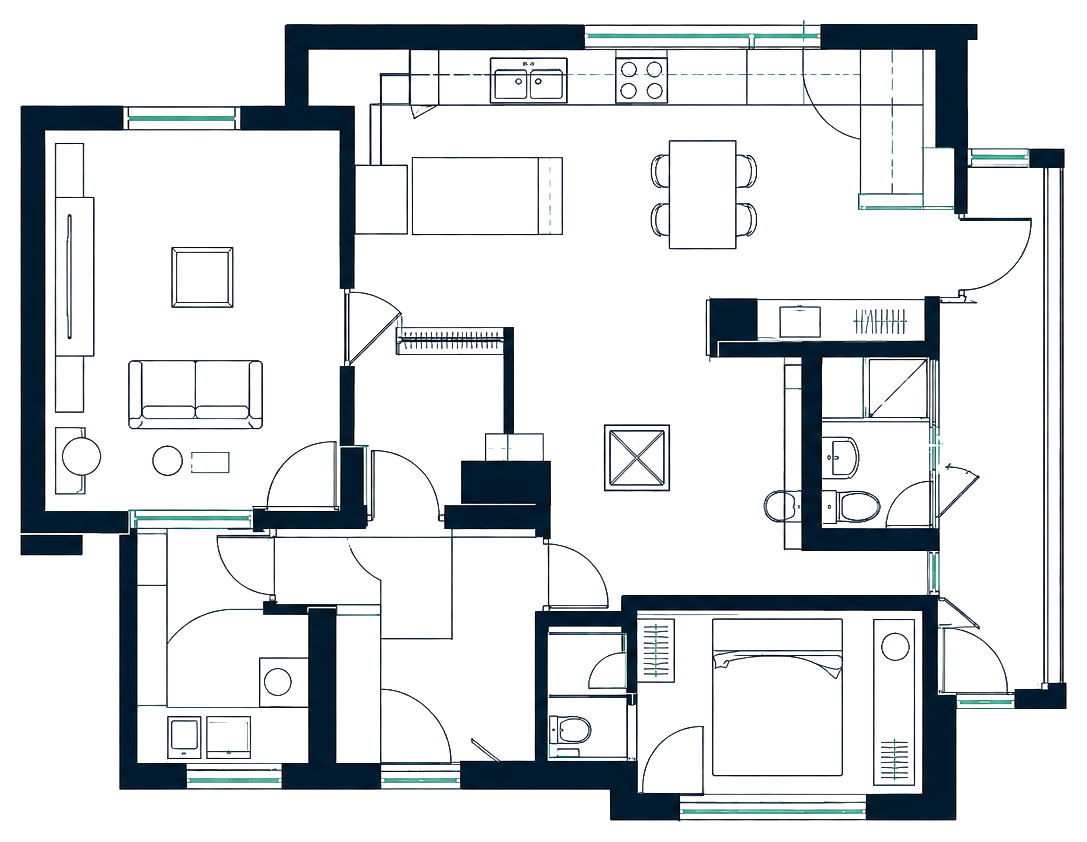 Wohnungsgrundriss mit eingezeichneten Sensor-Positionen