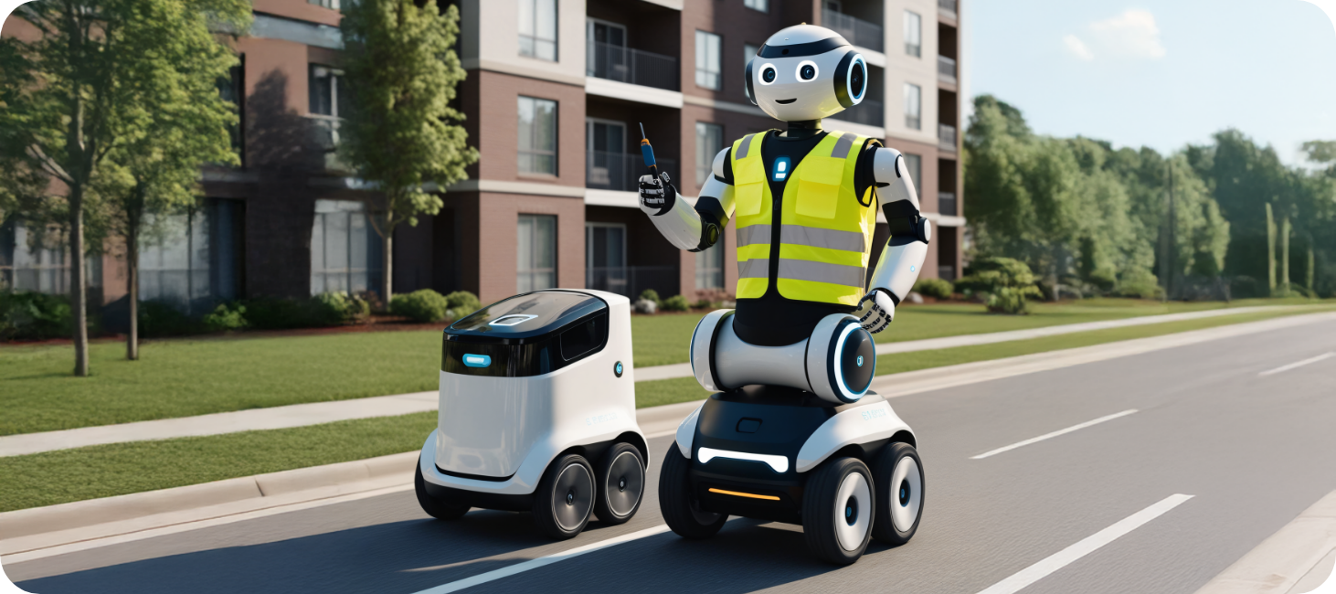 Illustration eines digitalen Hausmeisters als Roboter